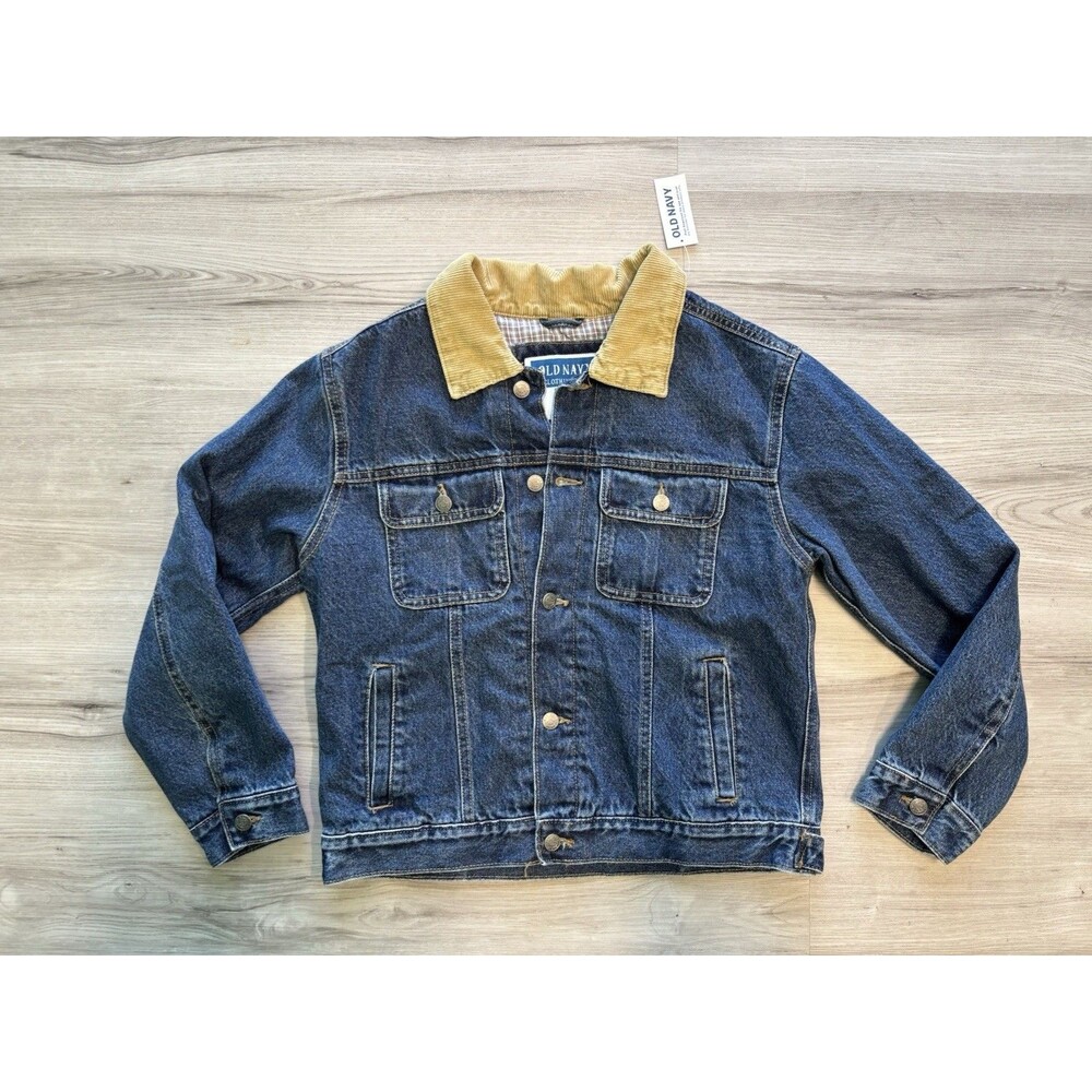 Old Navy denim jacket featuring a tan corduroy collar Kids Size 10-12